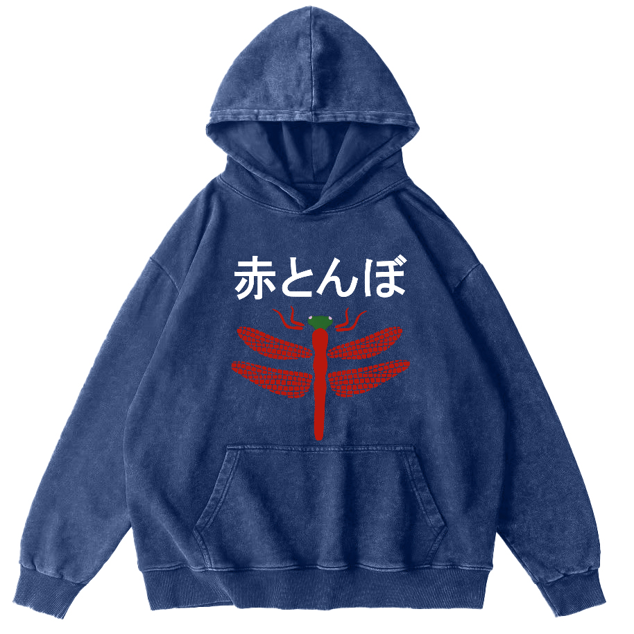 Japanese Dragonfly Vintage Distressed Hoodie-Zazasy