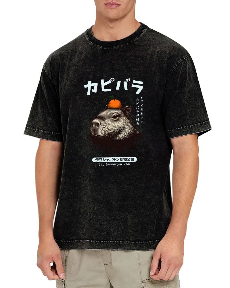 Japanese Mouse Pattern Vintage Distressed T-shirt-Zazasy