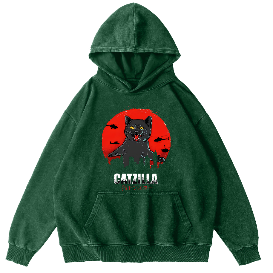 Kos Cat in Battle Japanese Style Vintage Distressed Hoodie-Zazasy