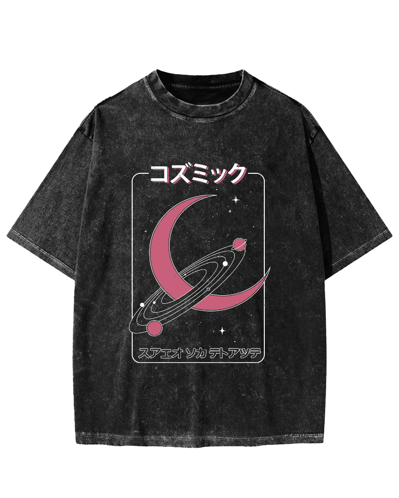 Fashion Planet Japanese Style Vintage Washed T-shirt-Zazasy