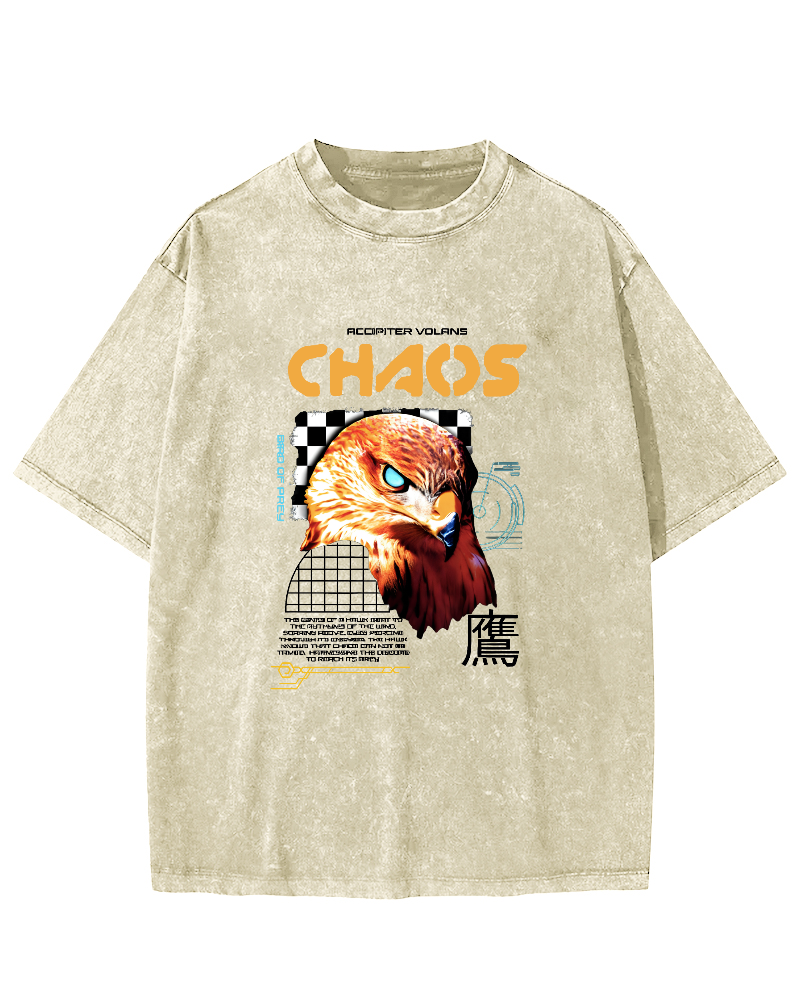 Japanese Eagle Pattern Vintage Distressed T-shirt-Zazasy