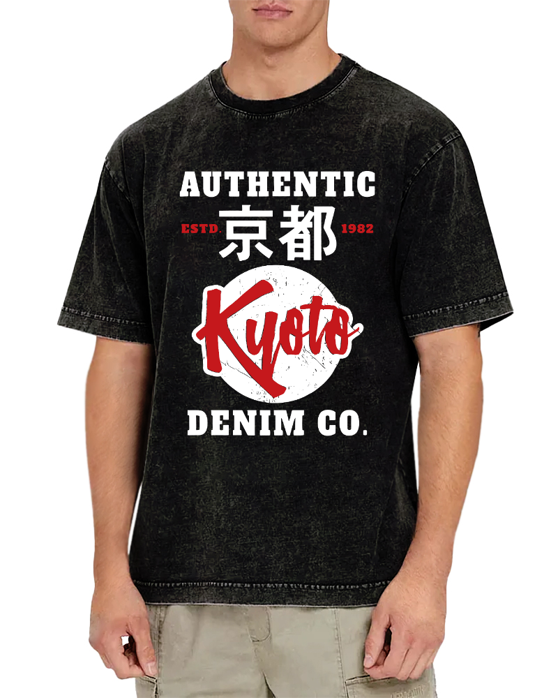 Kyoto, Japan Vintage Washed T-shirt-Zazasy