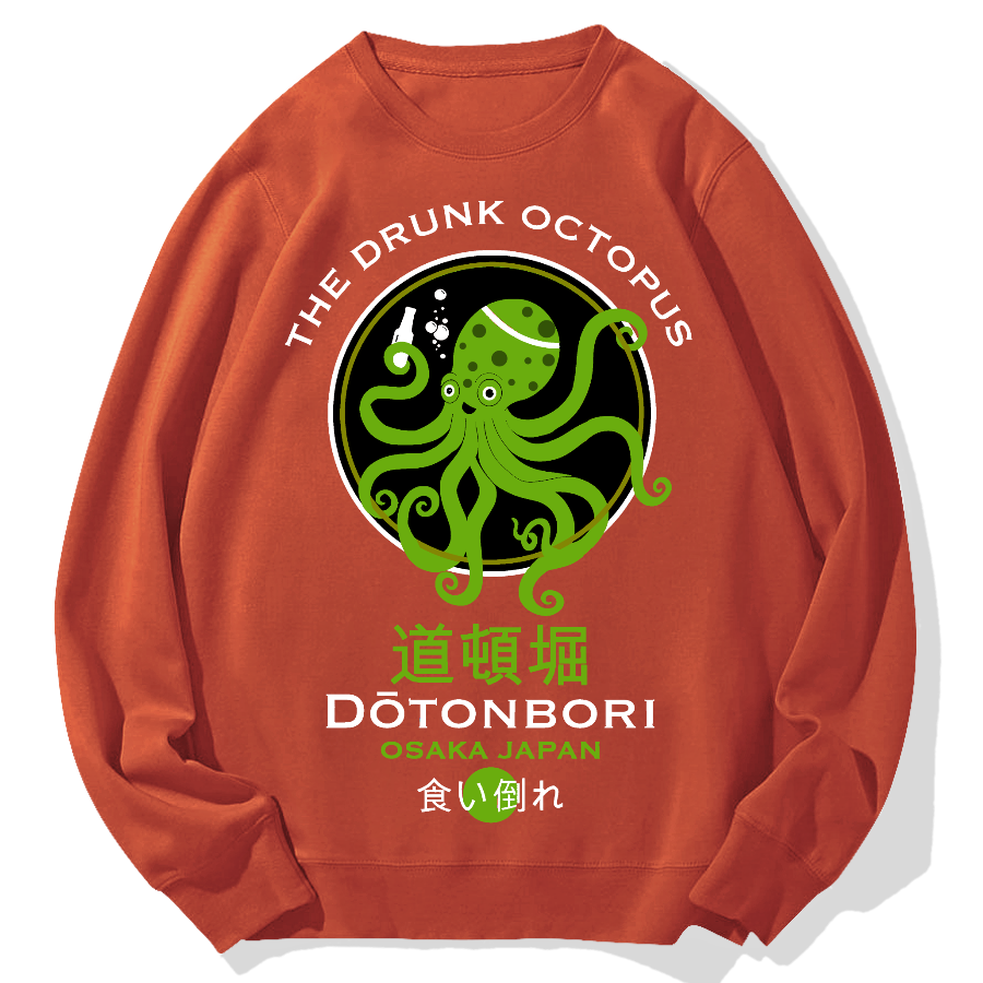 Dotonbori Octopus(Green) Geek Cotton Sweatshirt