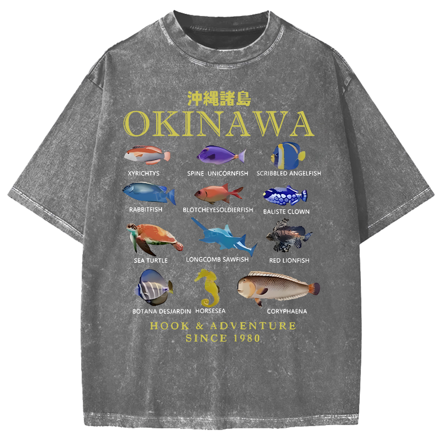 Okinawa Islands Fish Vintage Washed T-shirt