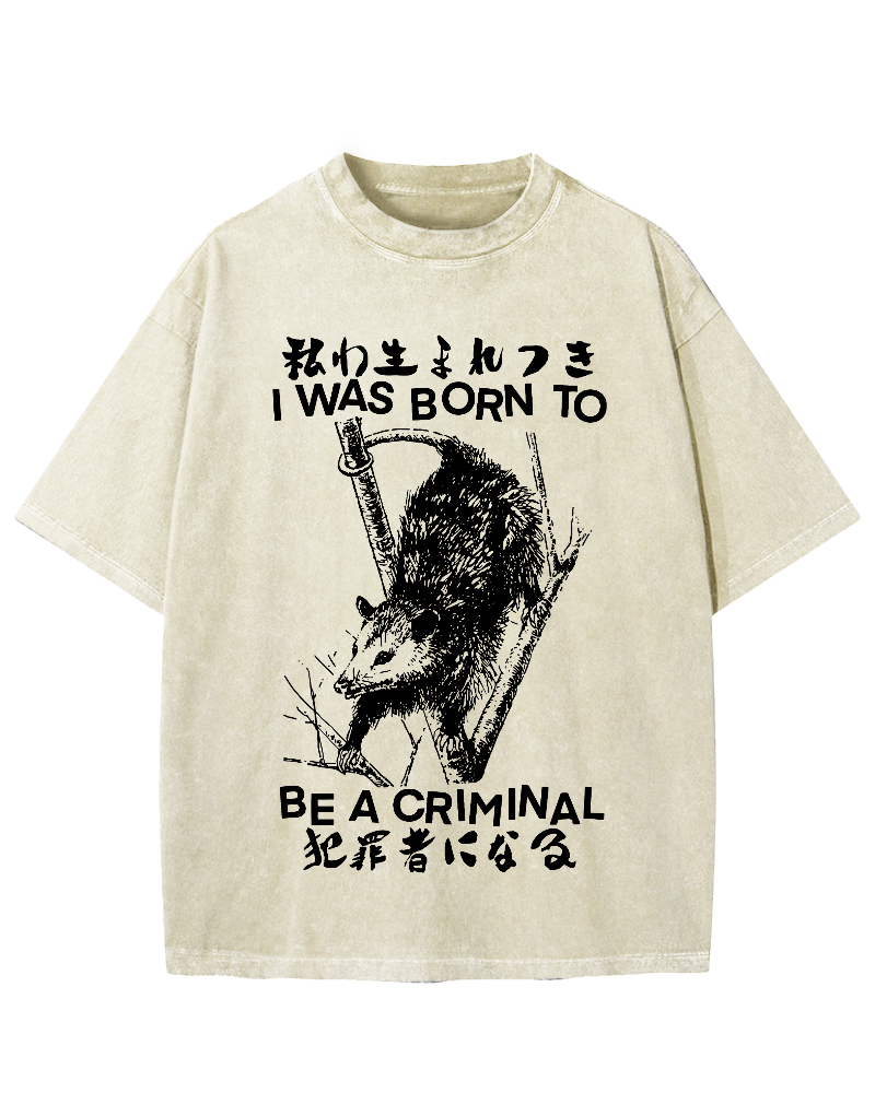 I Was Born To Be A Criminal Vintage Washed T-shirt