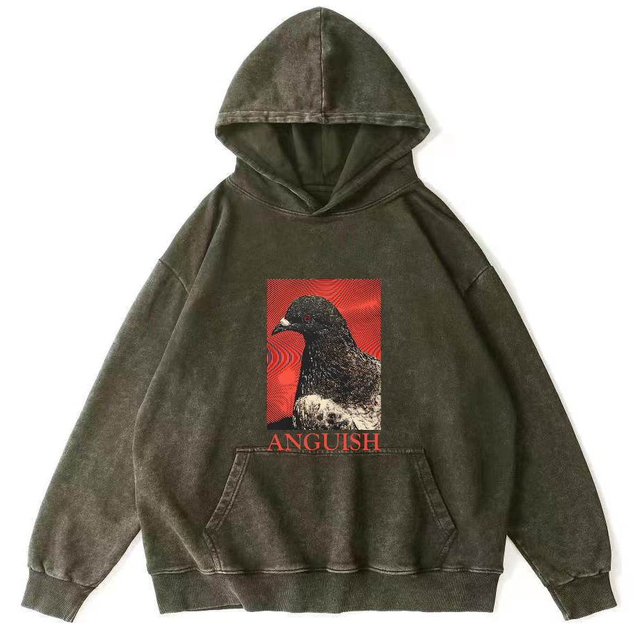 Retro Pigeon Pattern Vintage Distressed Hoodie-Zazasy