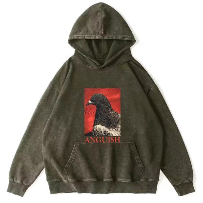 Retro Pigeon Pattern Vintage Distressed Hoodie-Zazasy
