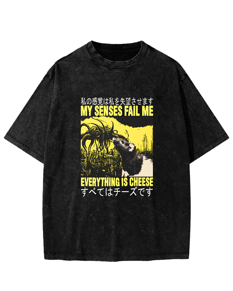 Retro Mouse Pattern Japanese Style Vintage Distressed T-shirt-Zazasy