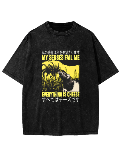 Retro Mouse Pattern Japanese Style Vintage Distressed T-shirt-Zazasy