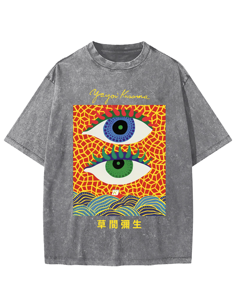 Yayoi Kusama's Abstract Eye Art Vintage Washed T-shirt