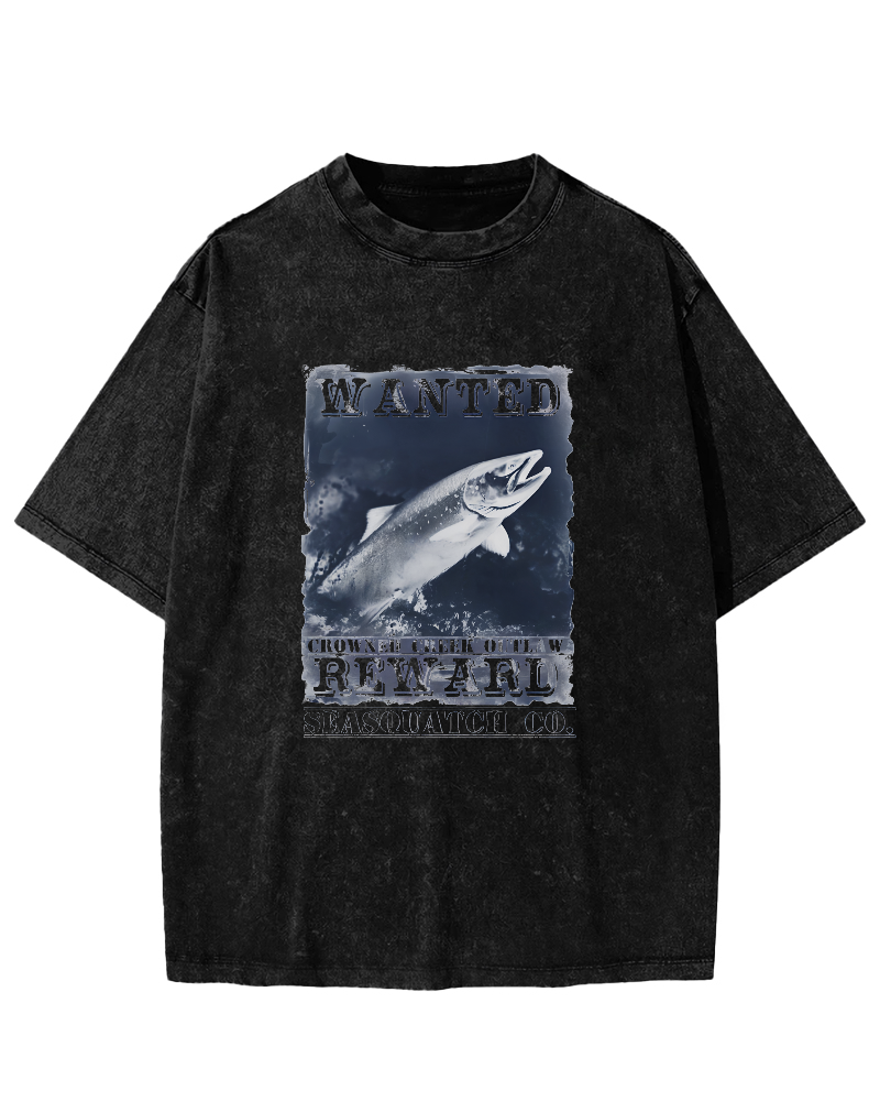 Japanese Sea Fish Pattern Vintage Distressed T-shirt-Zazasy