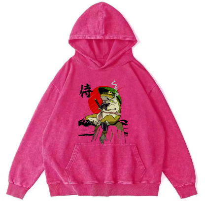Frog Guard Japanese Style Vintage Distressed Hoodie-Zazasy
