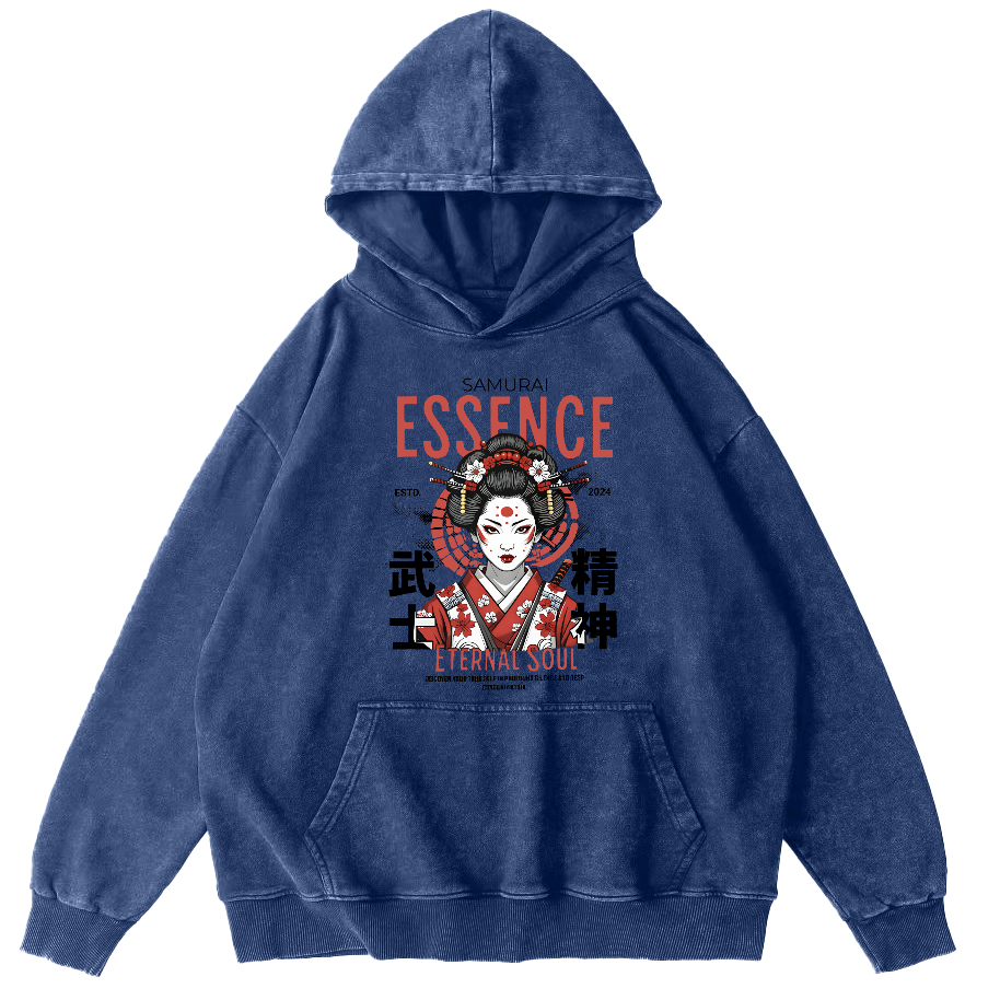 Samurai Spirit Japanese Vintage Distressed Hoodie-Zazasy