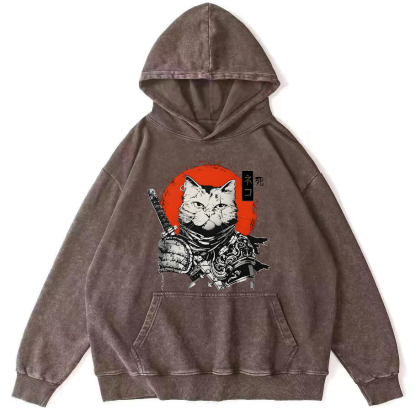 Cat Hero Japanese Style Vintage Distressed Hoodie-Zazasy