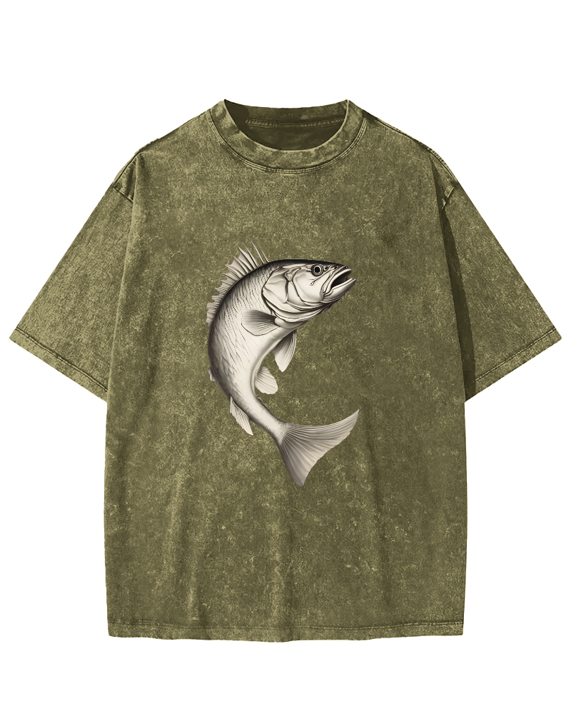 Sea Fsh Pattern Vintage Distressed T-shirt-Zazasy