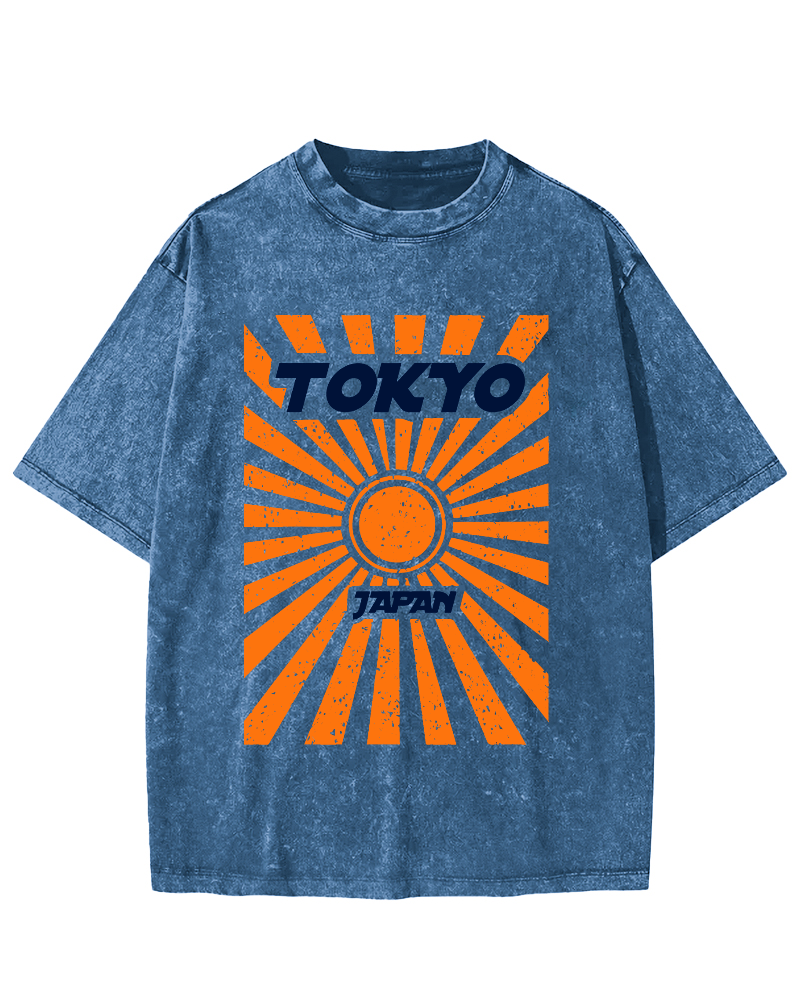Tokyo, Japan Vintage Washed T-shirt-Zazasy