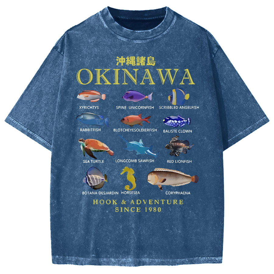 Okinawa Islands Fish Vintage Washed T-shirt