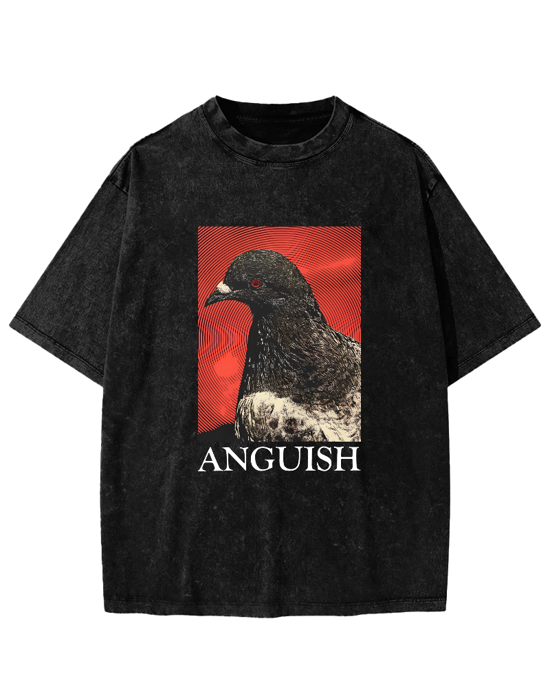 Retro Pigeon Pattern Vintage Distressed T-shirt-Zazasy