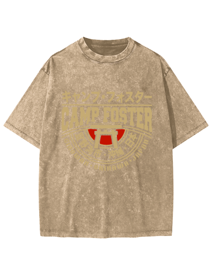 Japanese Okinawa Retro Vintage Washed T-shirt-Zazasy