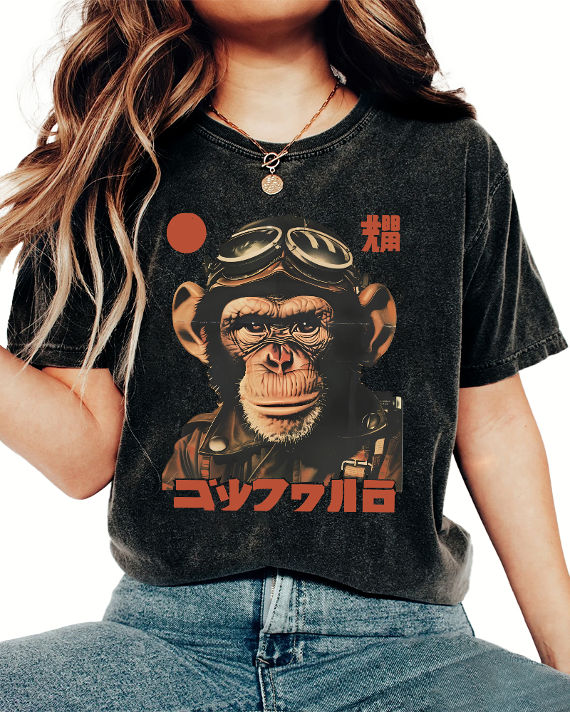 Gorilla Japanese Vintage Distressed T-shirt-Zazasy