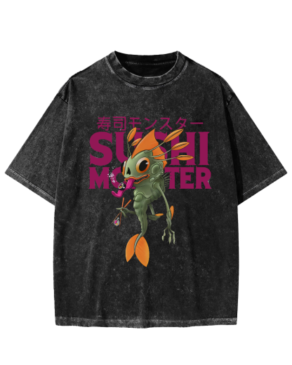 Monster Sushi Vintage Washed T-shirt-Zazasy