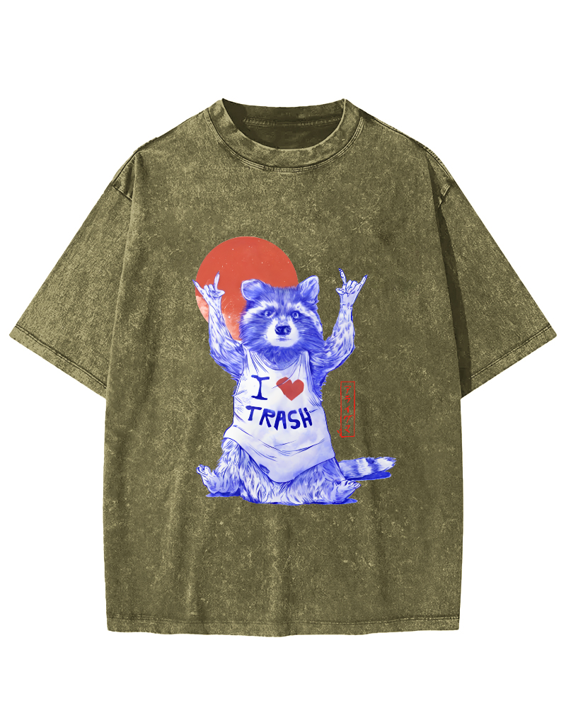 I Love Trash Vintage Distressed T-shirt-Zazasy