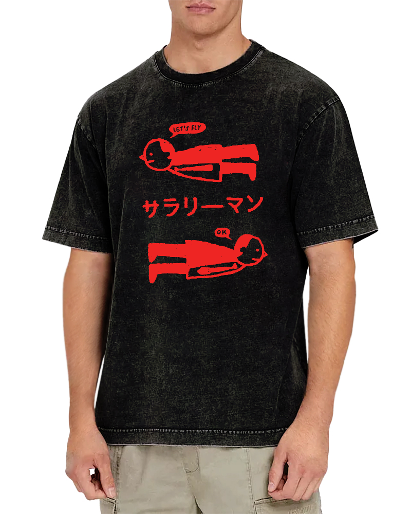 Let's Fly office workers Vintage Washed T-shirt