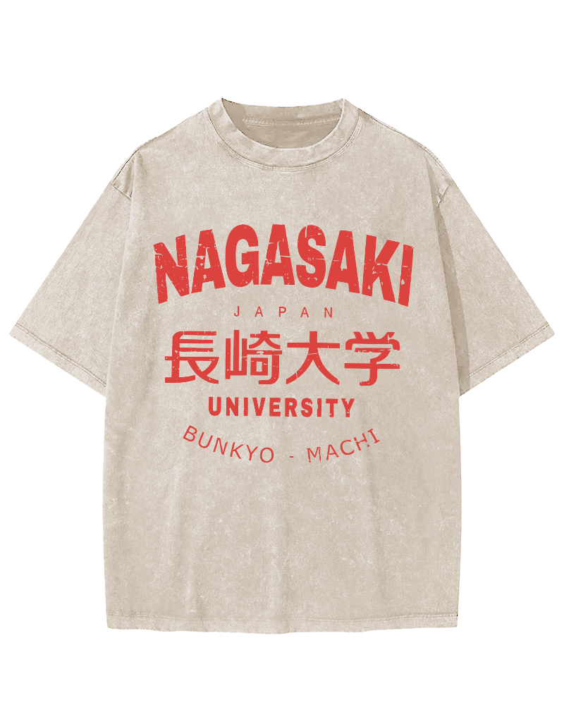 NAGASAKI University  Vintage Washed T-shirt-Zazasy