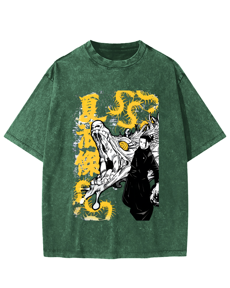 Crocodile Monster Japanese Style Vintage Washed T-shirt-Zazasy