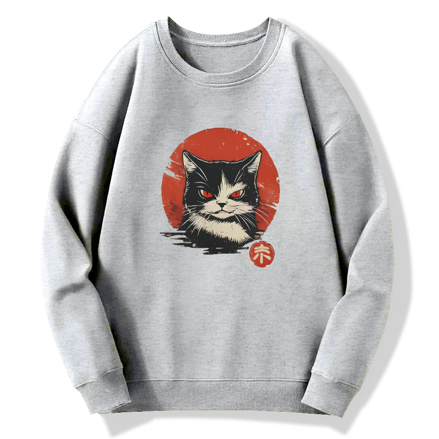 Retro Cat Japanese Style Cotton Pullover Sweatshirt