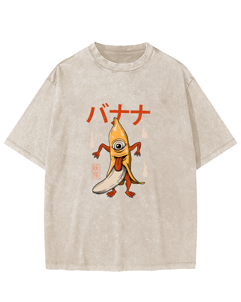 Banana Monster Japanese Vintage Distressed T-shirt-Zazasy