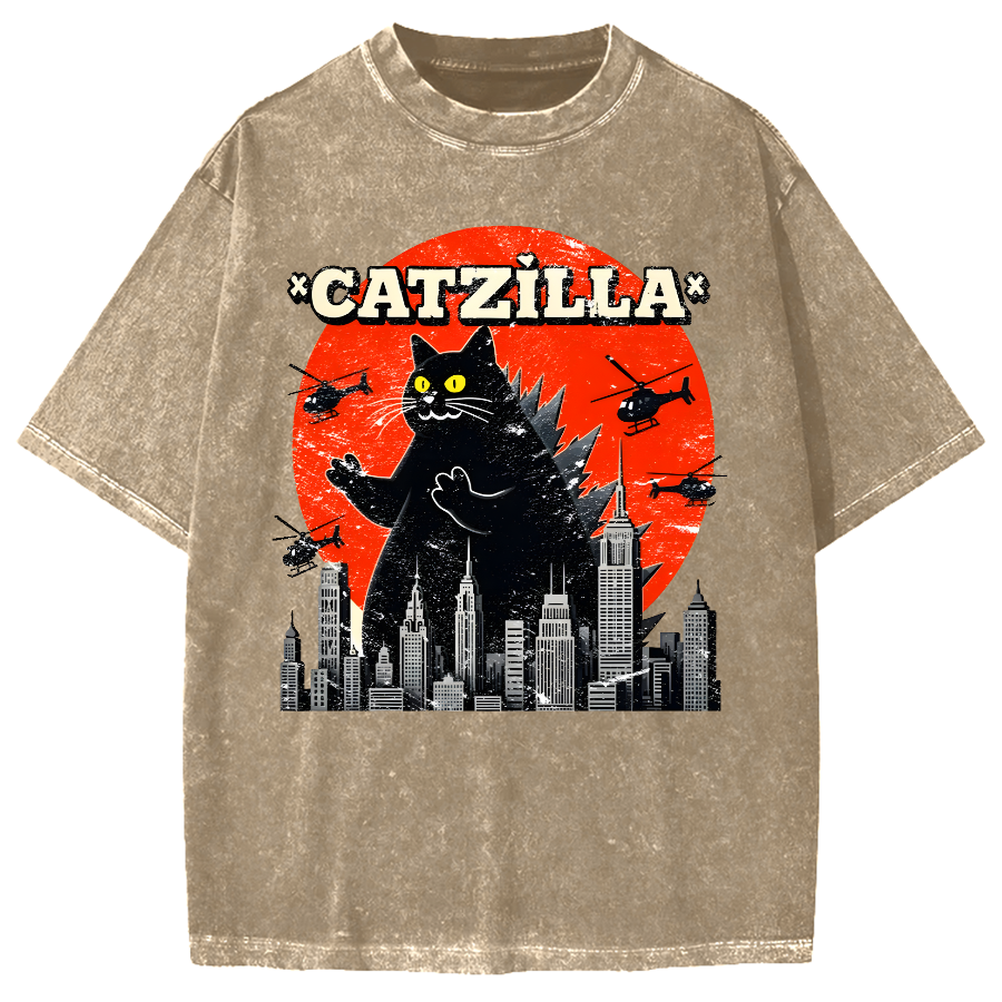 Parody Black Cat Vintage Washed T-shirt