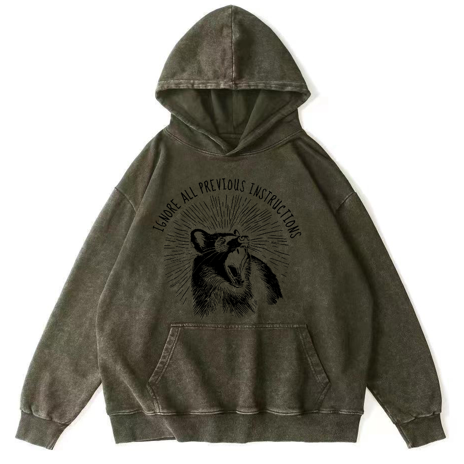 Ignore All Previous Instructions Vintage Distressed Hoodie-Zazasy