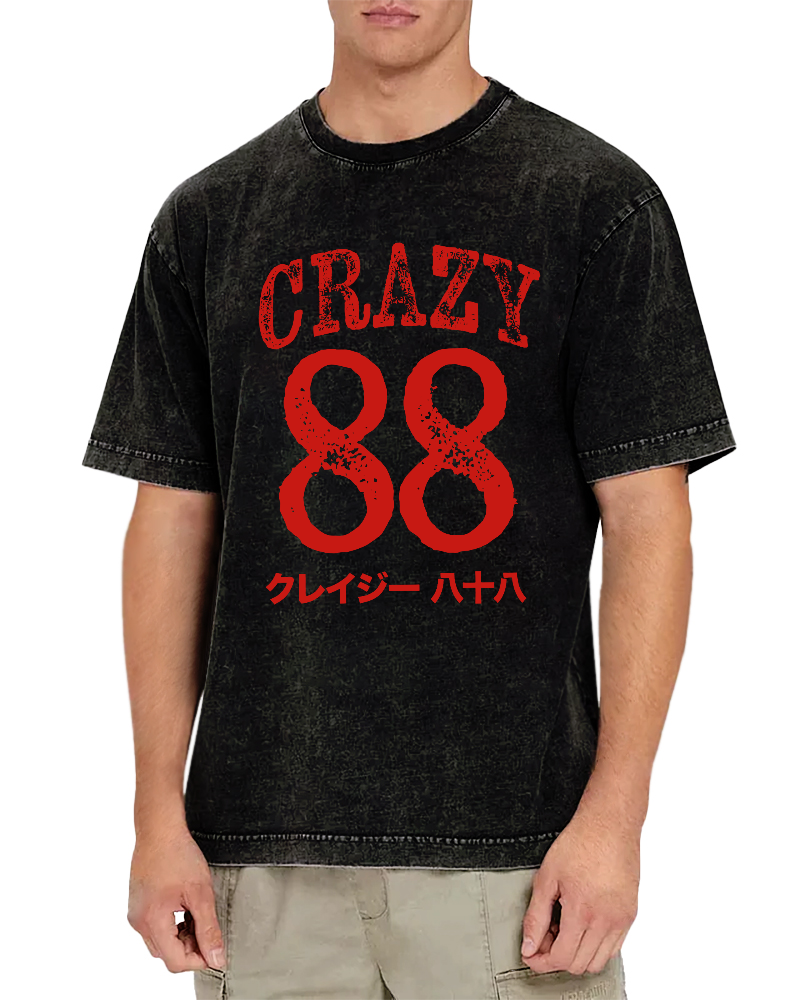 Crazy 88 Japanese Style Vintage Washed T-shirt-Zazasy