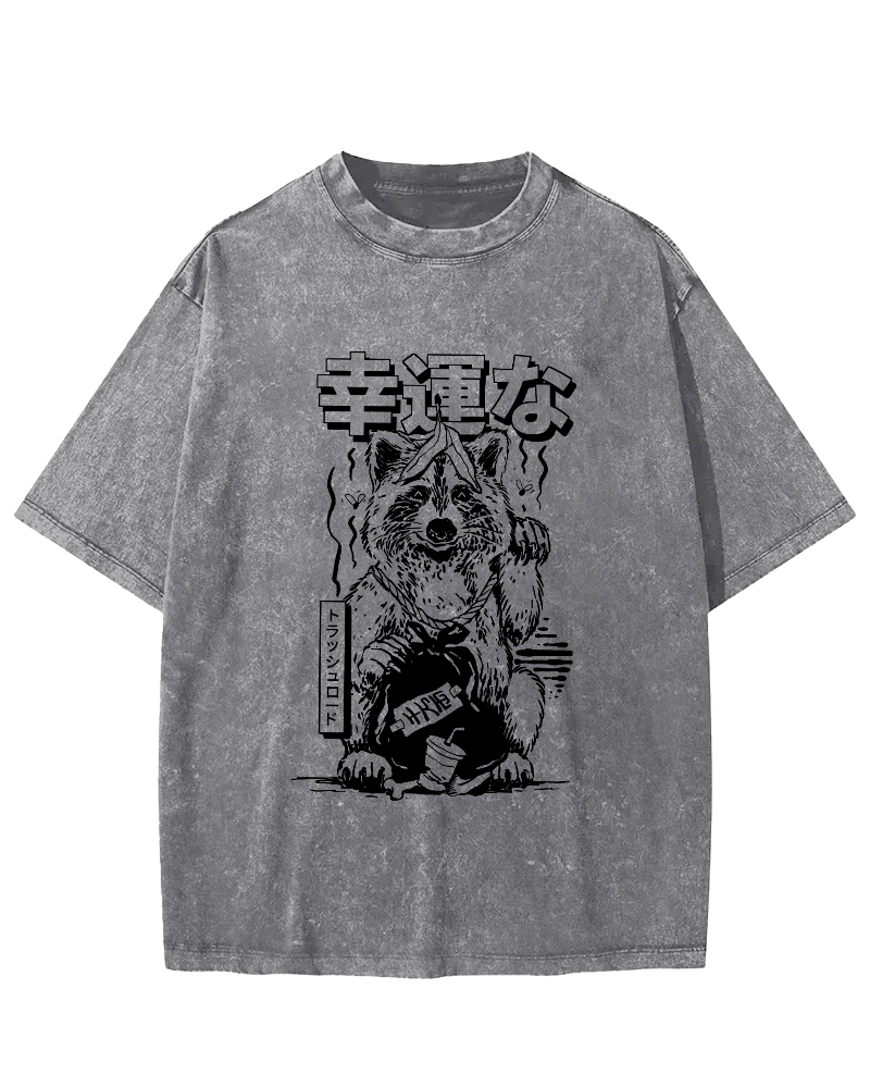 Lucky Japanese Vintage Distressed T-shirt-Zazasy