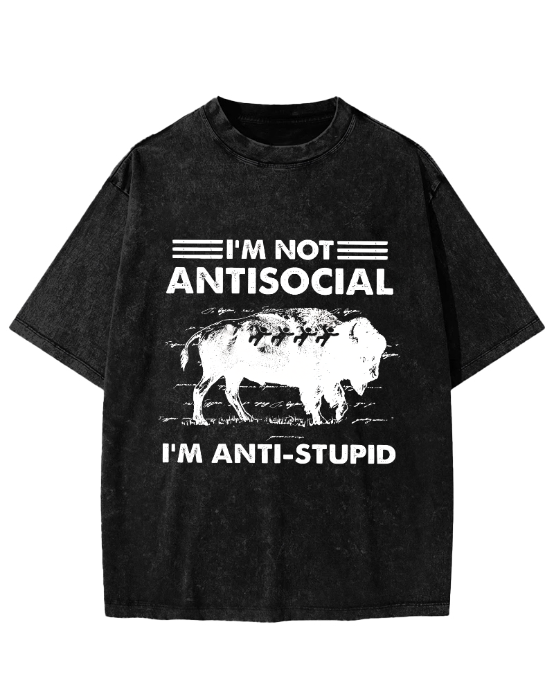 Funny Bison Vintage Distressed T-shirt-Zazasy