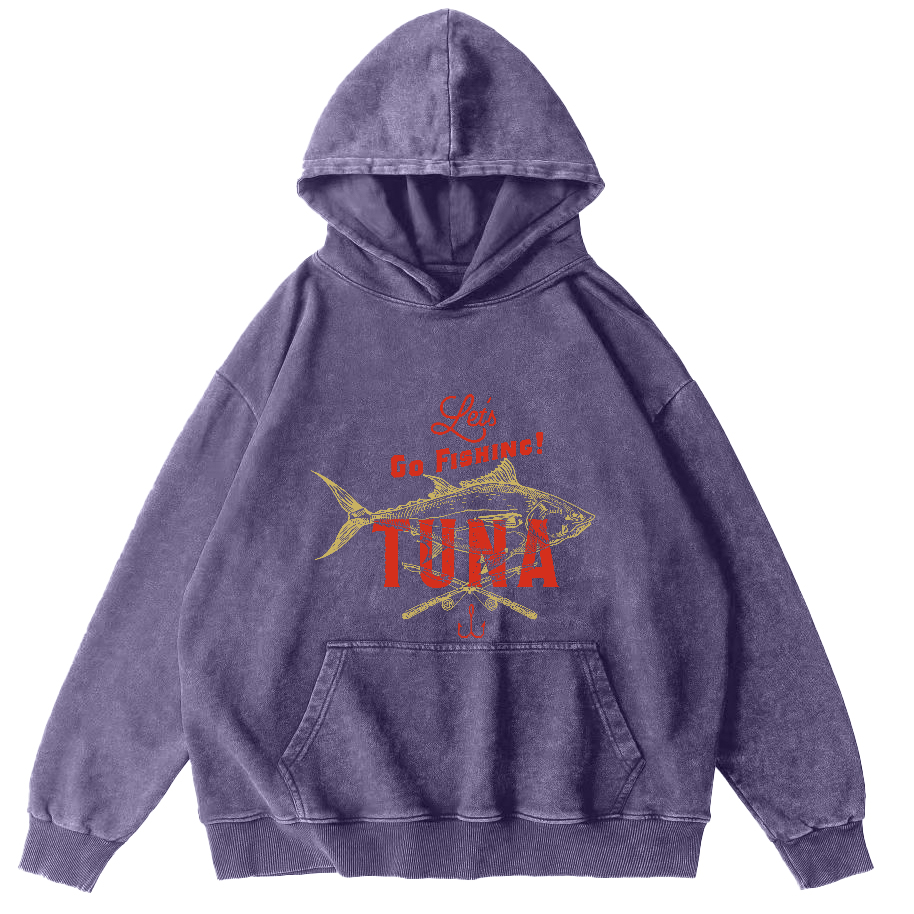 Sea fishing tuna Japanese washed hoodie-Zazasy