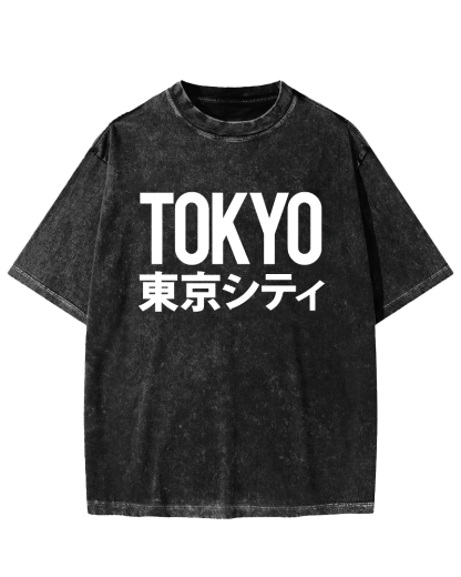 Tokyo Script in Japan Vintage Washed T-shirt-Zazasy
