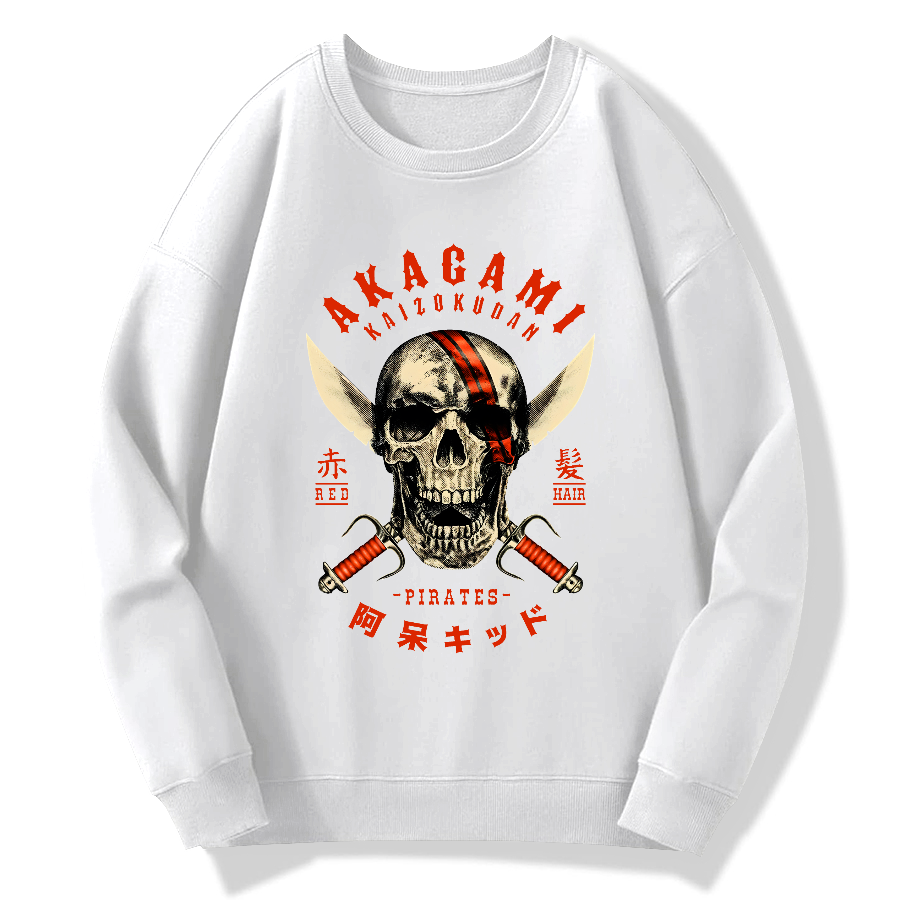 Skull Street Retro Cotton Pullover Sweatshirt