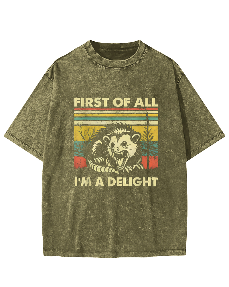 First Of All I'm A Delight Vintage Distressed T-shirt-Zazasy