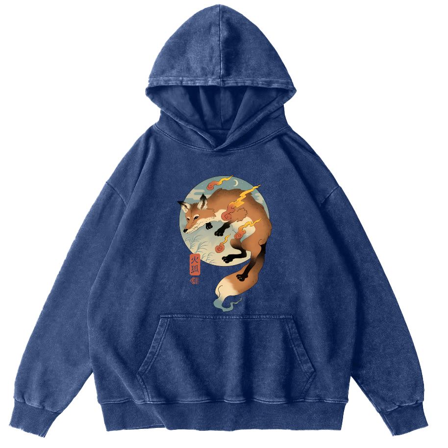 Firefox Japanese Vintage Distressed Hoodie-Zazasy