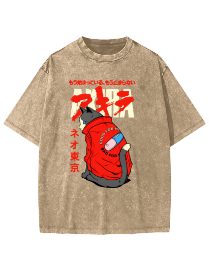 Cats in Tokyo Vintage Distressed T-shirt-Zazasy