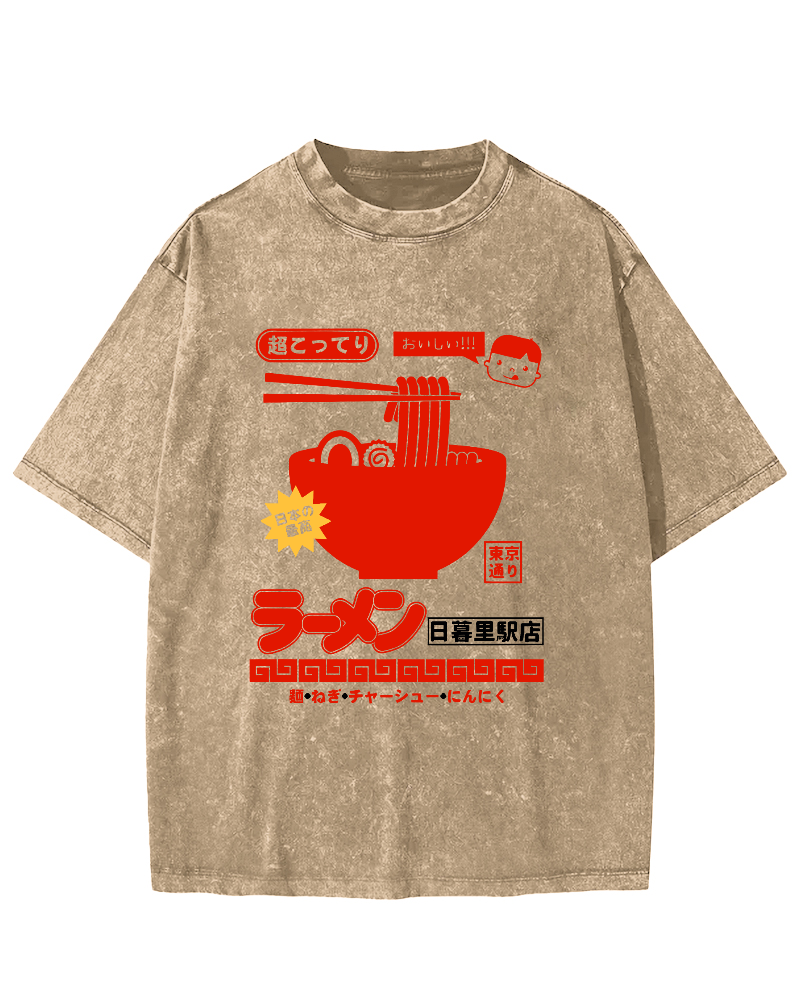 Tokyo Lamian Noodles Vintage Washed T-shirt-Zazasy