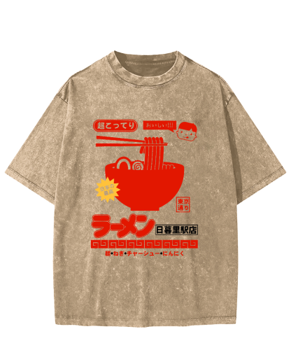 Tokyo Lamian Noodles Vintage Washed T-shirt-Zazasy