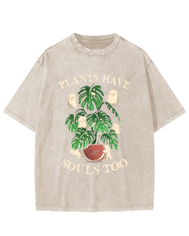 Plants Have Souls Too Vintage Washed T-shirt-Zazasy
