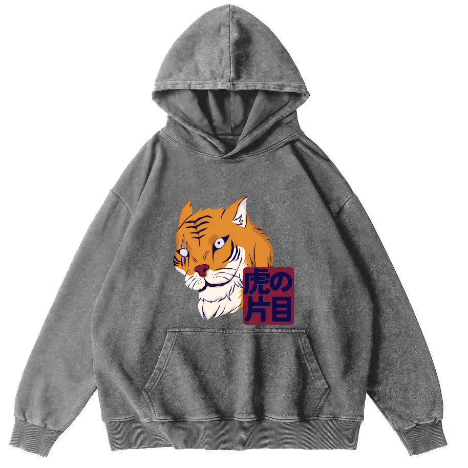 Japanese Tiger Vintage Washed Hoodie-Zazasy