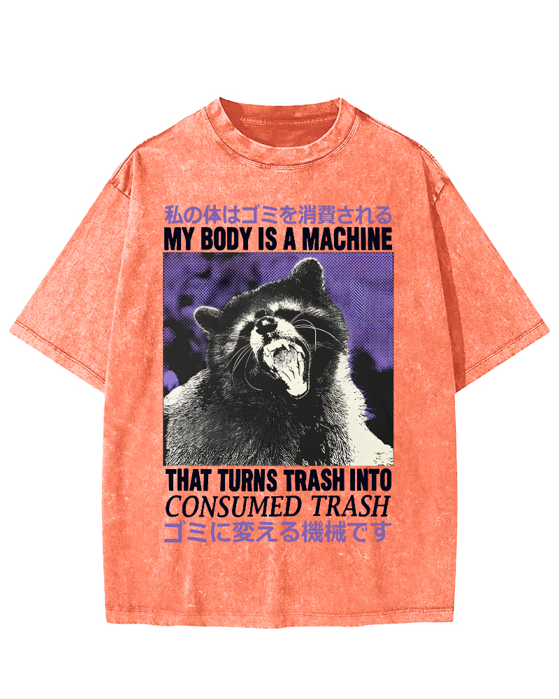 Angry Raccoon Japanese Vintage Distressed T-shirt-Zazasy