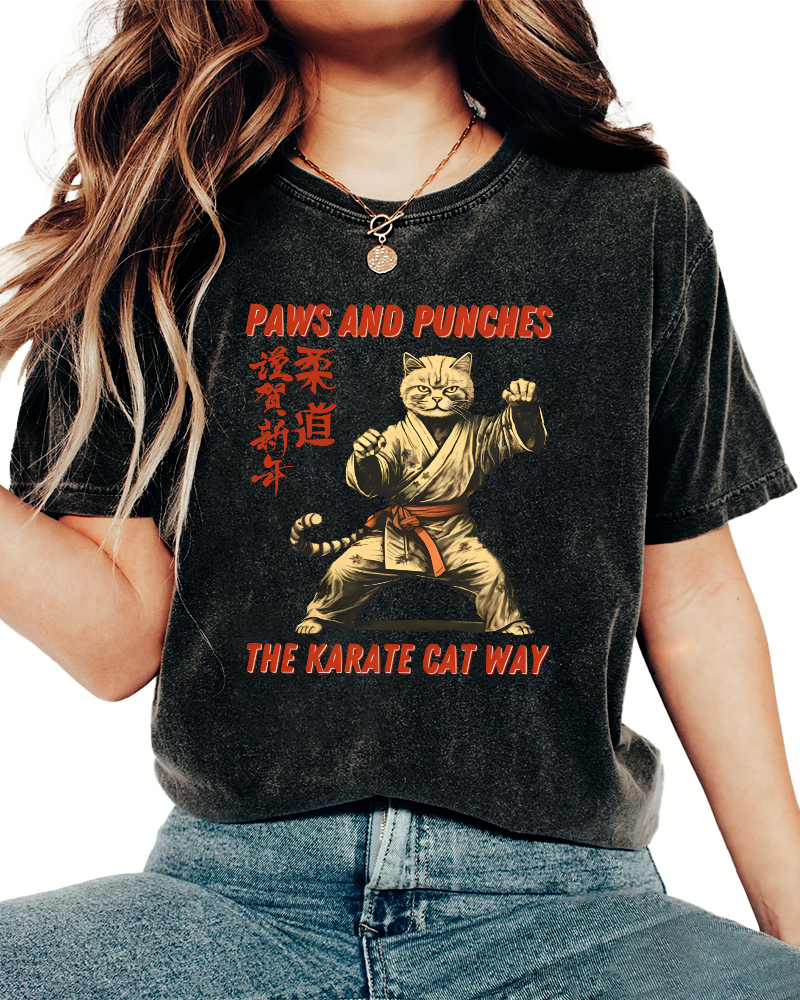 Japanese Judo Kung Fu Vintage Washed T-shirt-Zazasy