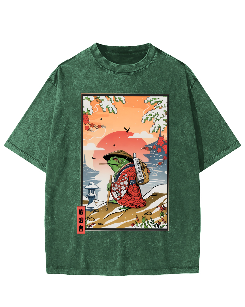 Wanderer Japanese Vintage Washed T-shirt-Zazasy