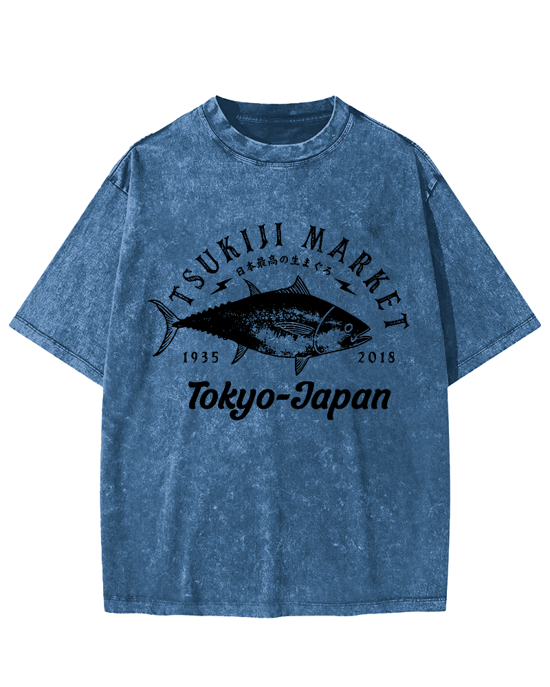The Highest Quality Tuna in Japan Vintage Washed T-shirt-Zazasy